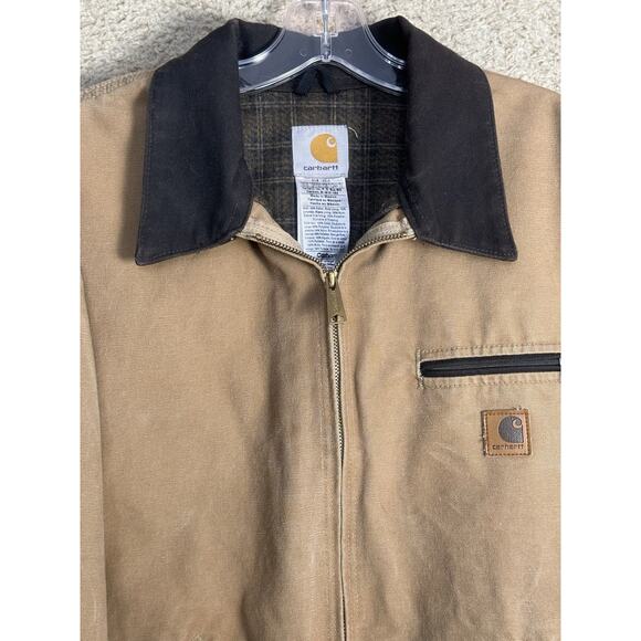 Vtg Carhartt Detroit Jacket J97 Sandstone Duck Blanket Lined Sz 2XL Reg Workwear - Picture 10 of 16